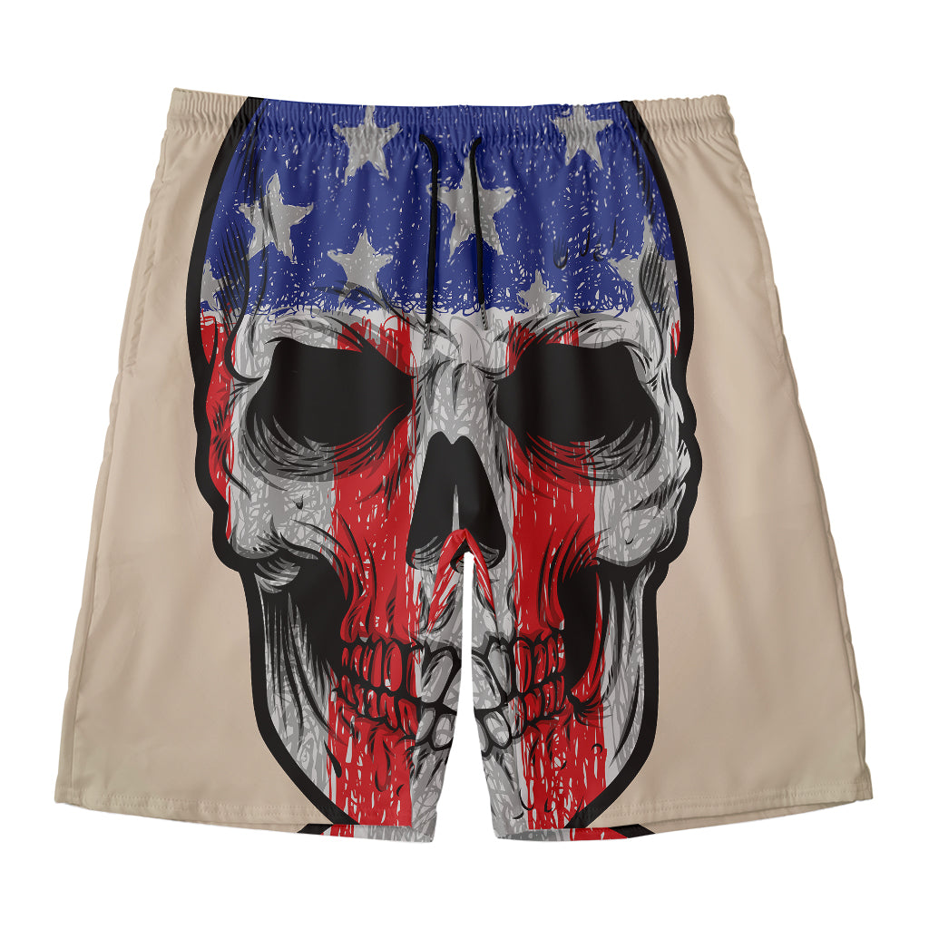 American Patriotic Skull Print Men's Swim Trunks