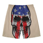 American Patriotic Skull Print Men's Swim Trunks