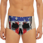 American Patriotic Skull Print Men's Triangle Swim Briefs