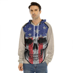 American Patriotic Skull Print Men's Velvet Pullover Hoodie