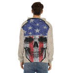 American Patriotic Skull Print Men's Velvet Pullover Hoodie