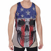 American Patriotic Skull Print Men's Velvet Tank Top