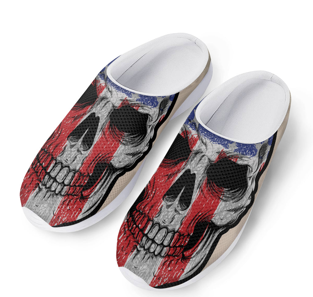 American Patriotic Skull Print Mesh Casual Shoes
