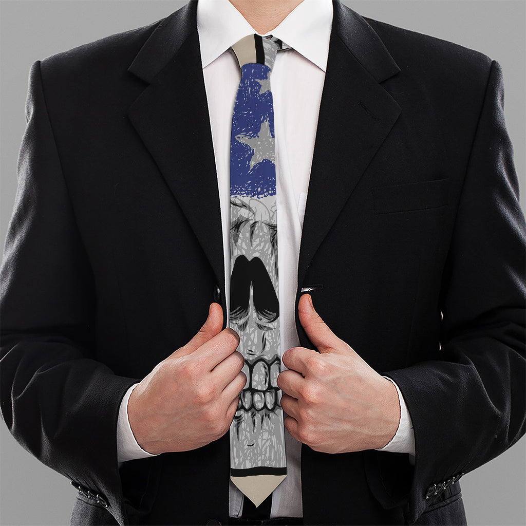 American Patriotic Skull Print Necktie