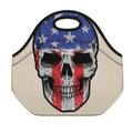 American Patriotic Skull Print Neoprene Lunch Bag