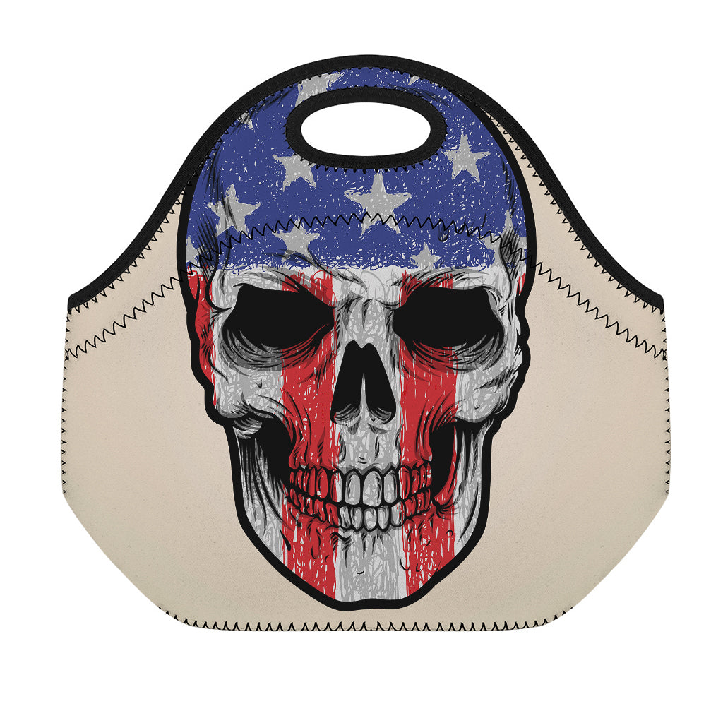 American Patriotic Skull Print Neoprene Lunch Bag
