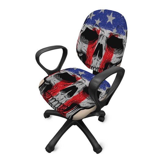 American Patriotic Skull Print Office Chair Cover