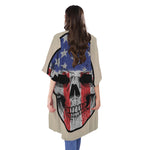 American Patriotic Skull Print Open Front Beach Cover Up