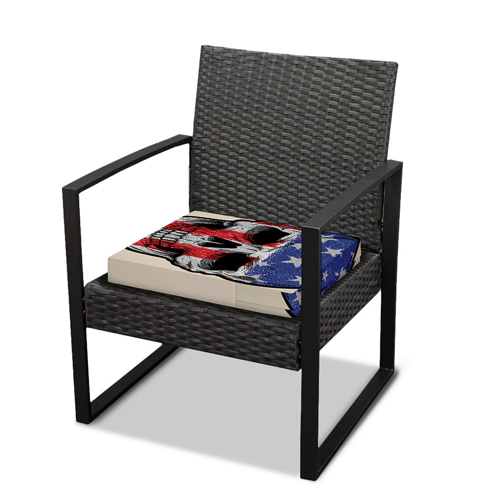 American Patriotic Skull Print Outdoor Seat Cushion Cover