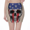 American Patriotic Skull Print Pencil Mini Skirt
