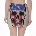American Patriotic Skull Print Pencil Mini Skirt