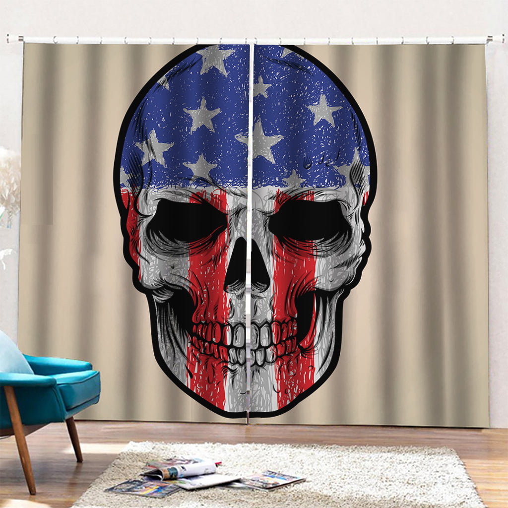 American Patriotic Skull Print Pencil Pleat Curtains