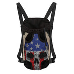 American Patriotic Skull Print Pet Carrier Backpack