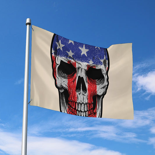 American Patriotic Skull Print Polyester Flag
