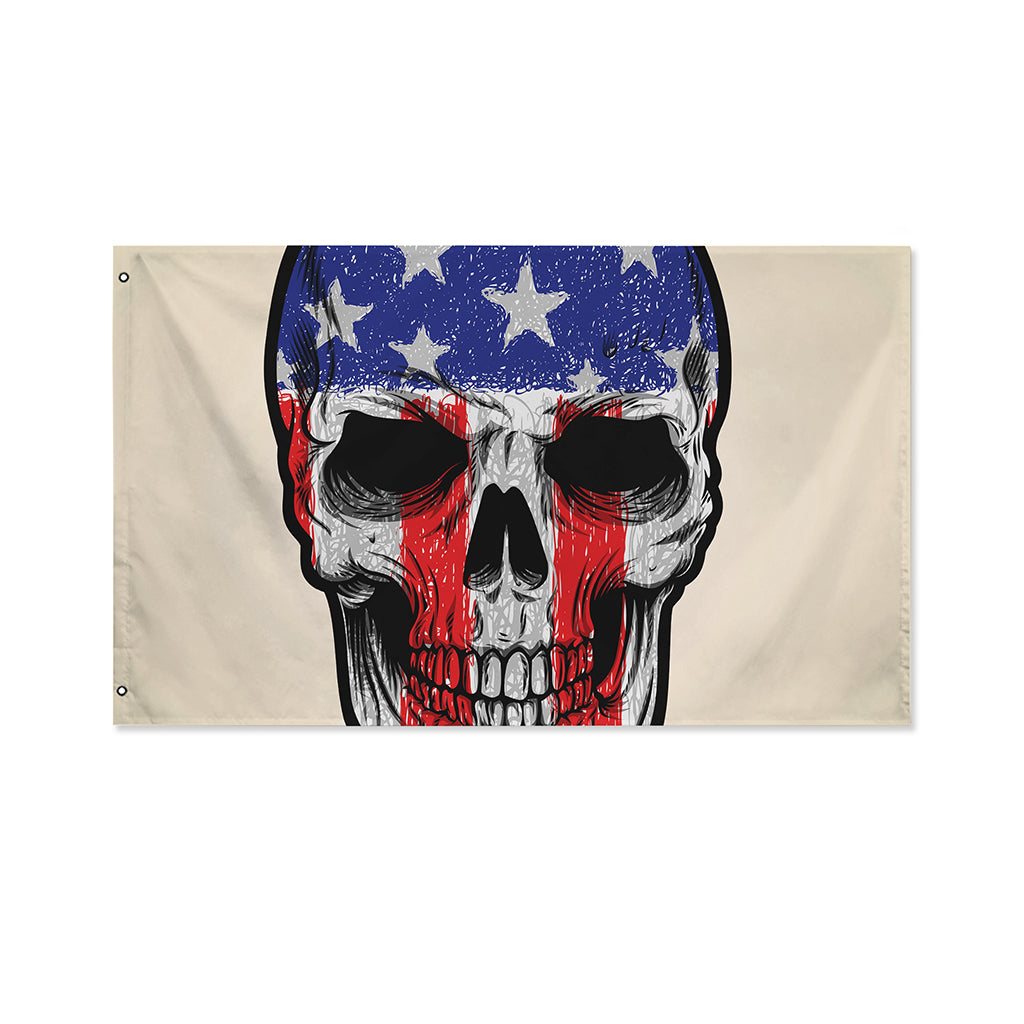 American Patriotic Skull Print Polyester Flag