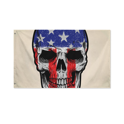 American Patriotic Skull Print Polyester Flag