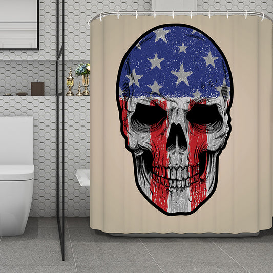 American Patriotic Skull Print Polyester Shower Curtain