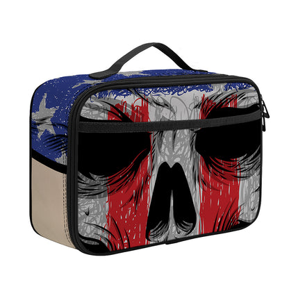 American Patriotic Skull Print Portable Lunch Bag
