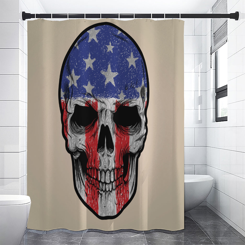 American Patriotic Skull Print Premium Shower Curtain