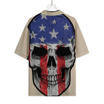 American Patriotic Skull Print Rayon Hawaiian Shirt