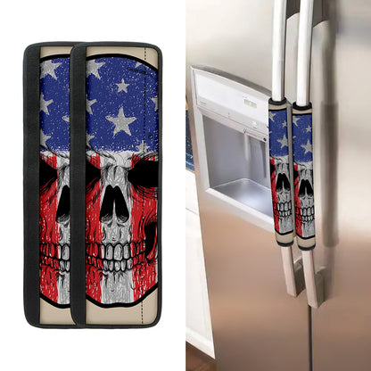 American Patriotic Skull Print Refrigerator Handle Covers