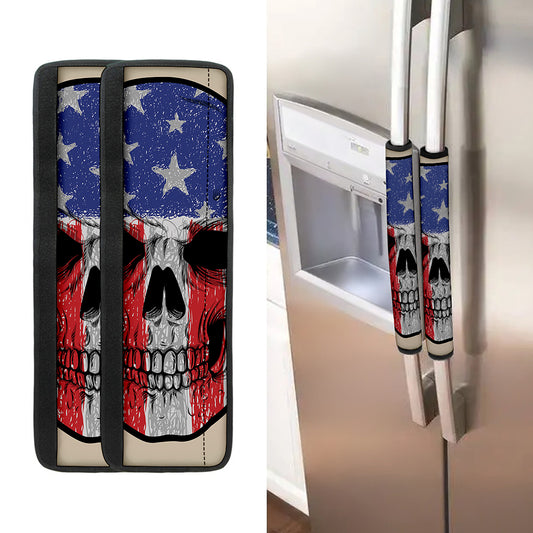 American Patriotic Skull Print Refrigerator Handle Covers