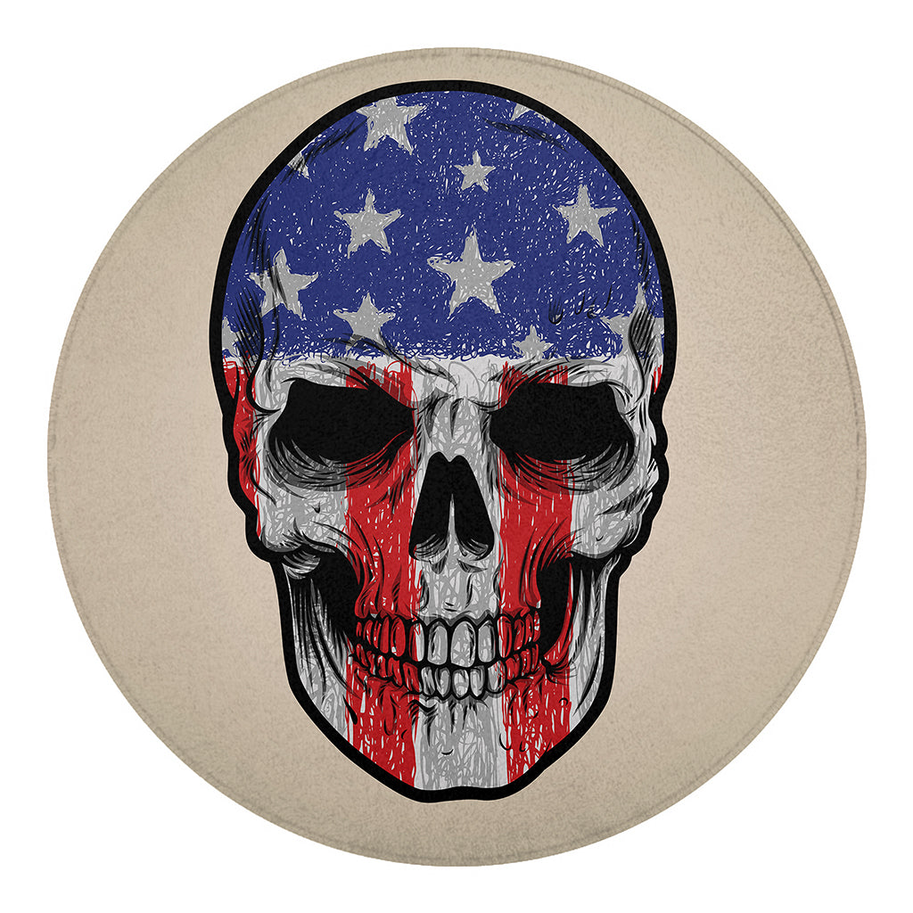 American Patriotic Skull Print Round Blanket