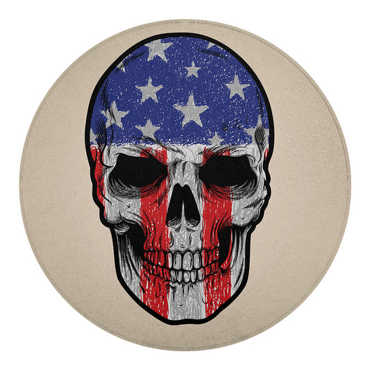 American Patriotic Skull Print Round Blanket