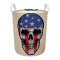 American Patriotic Skull Print Round Laundry Basket