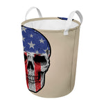 American Patriotic Skull Print Round Laundry Basket