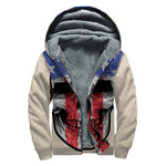 American Patriotic Skull Print Sherpa Lined Zip Up Hoodie