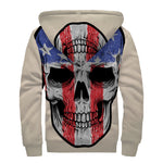 American Patriotic Skull Print Sherpa Lined Zip Up Hoodie
