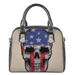 American Patriotic Skull Print Shoulder Handbag