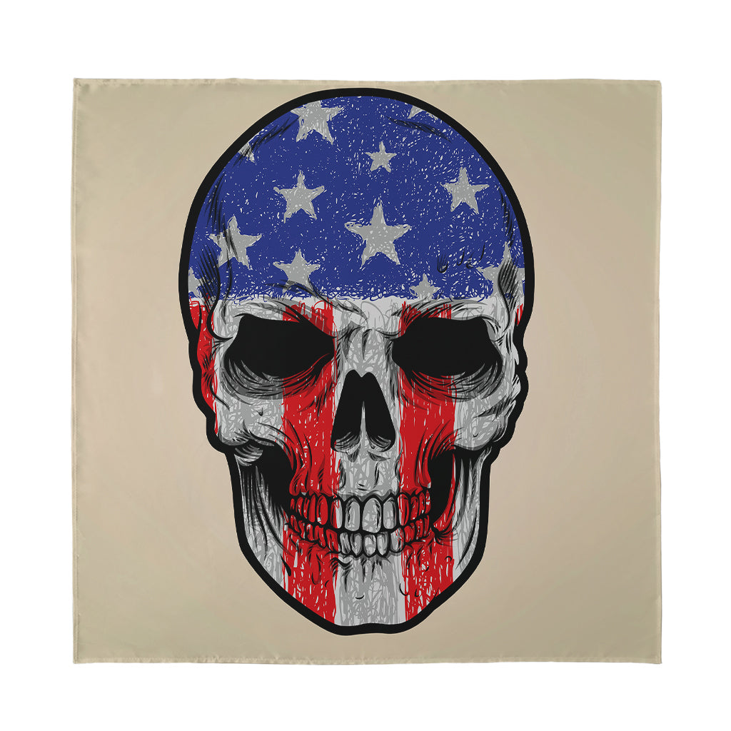American Patriotic Skull Print Silk Bandana