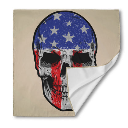 American Patriotic Skull Print Silk Bandana