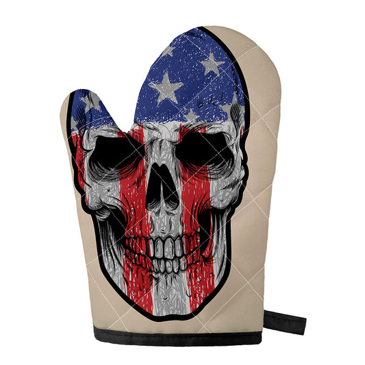 American Patriotic Skull Print Single Oven Mitt