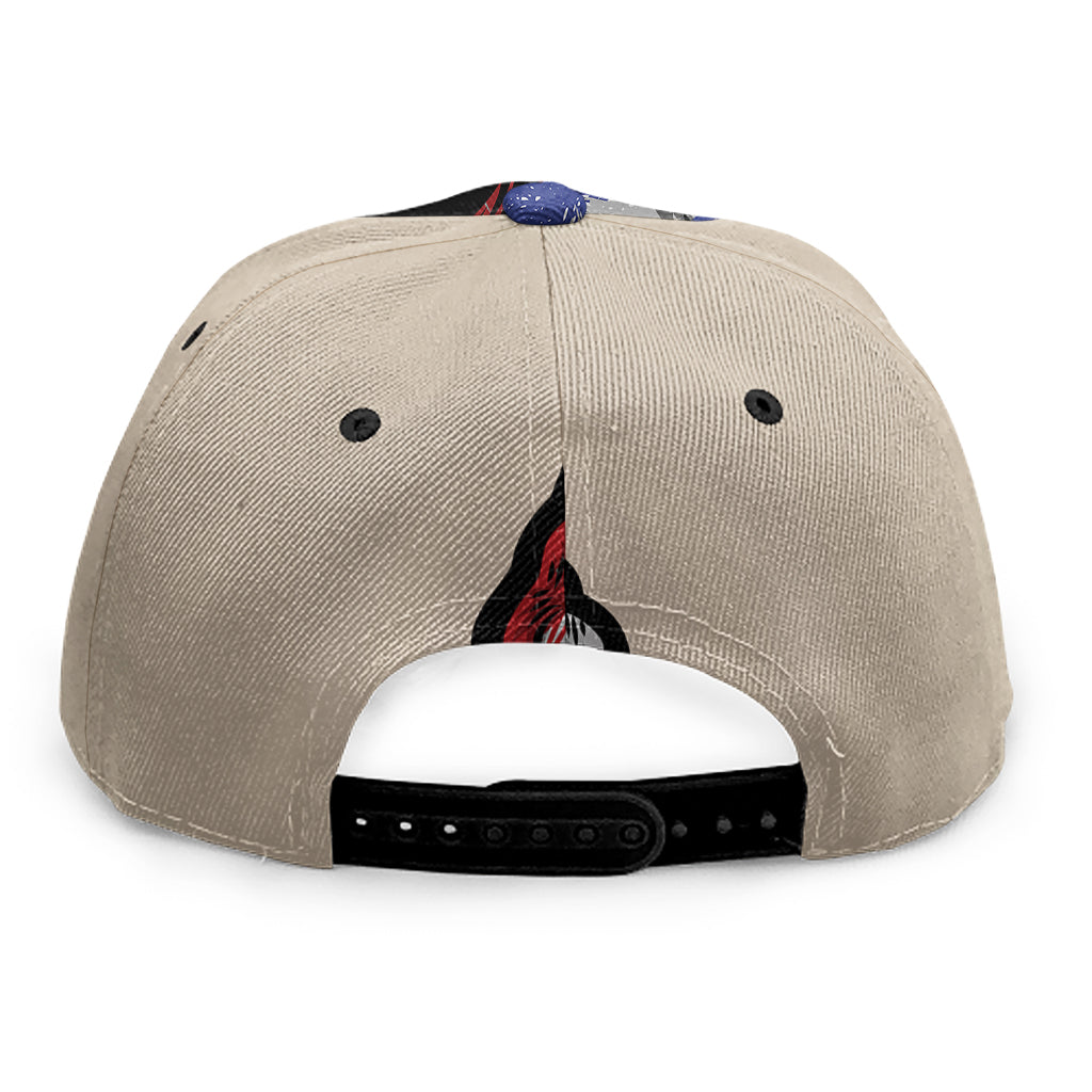 American Patriotic Skull Print Snapback Cap