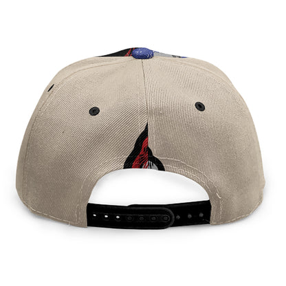 American Patriotic Skull Print Snapback Cap