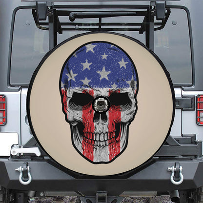 American Patriotic Skull Print Tire Cover With Camera Hole