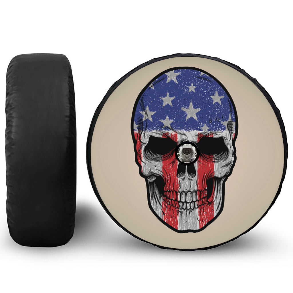 American Patriotic Skull Print Tire Cover With Camera Hole