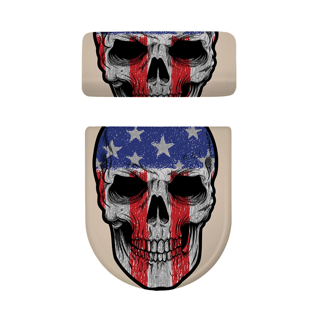 American Patriotic Skull Print Toilet Lid And Tank Cover Set