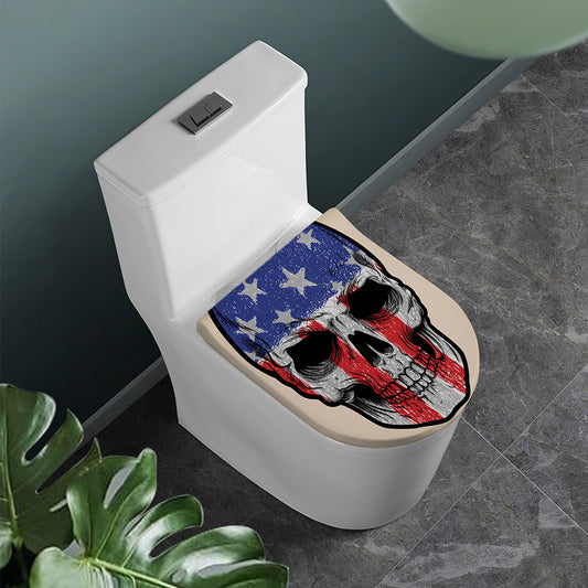 American Patriotic Skull Print Toilet Lid Cover