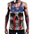 American Patriotic Skull Print Men's Workout Tank Top