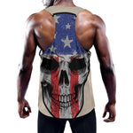 American Patriotic Skull Print Training Tank Top