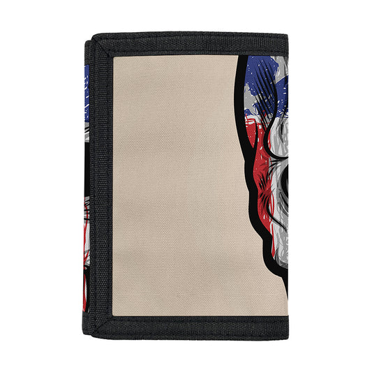 American Patriotic Skull Print Trifold Wallet