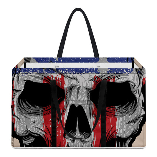American Patriotic Skull Print Utility Tote Bag