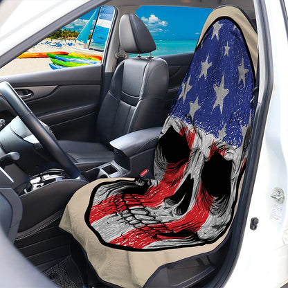 American Patriotic Skull Print Waterproof Car Seat Cover