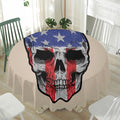 American Patriotic Skull Print Waterproof Round Tablecloth