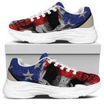 American Patriotic Skull Print White Chunky Shoes