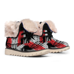 American Patriotic Skull Print Winter Boots